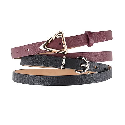 Women\'s Faux Leather Skinny Belt Set 2 Pack TRIWORKS 2 Pack Women Skinny Leather Belts for Jeans Pants  main image 2