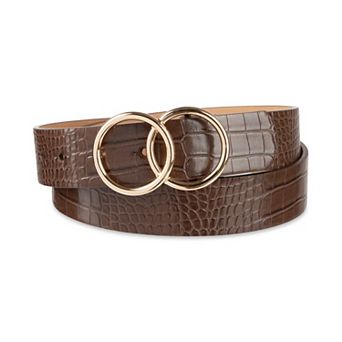 Women's LC Lauren Conrad Interlocking Double Circle Buckle Black Dress Belt