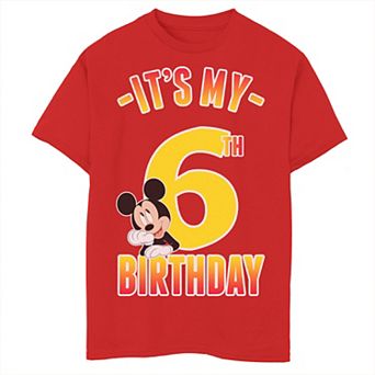 Disney's Mickey Mouse Boys 8-20 It's My 6th Birthday Gradient Portrait Tee