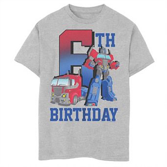 Boys 8-20 Transformers 6th Birthday Optimus Tee
