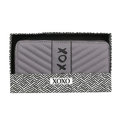 Xoxo Quilted Zip Around Wristlet