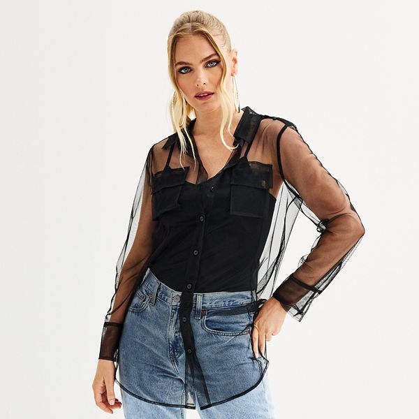 Women's INTEMPO Button Front Mesh Shirt