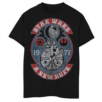 Boys 6-20 Star Wars Millennium Falcon Retro Design A New Hope 1977 Tee