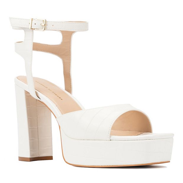 White wide outlet width heels