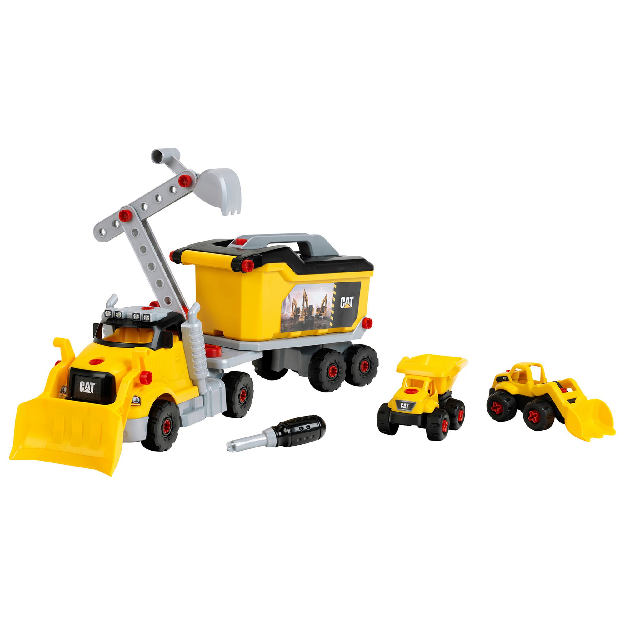 Theo Klein CAT Screw Truck 4-In-1 Construction Toy & Toolbox Set, Multi
