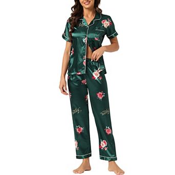 Women's 2 pc Floral Button Down Pajama Set Nightwear Sleepwear