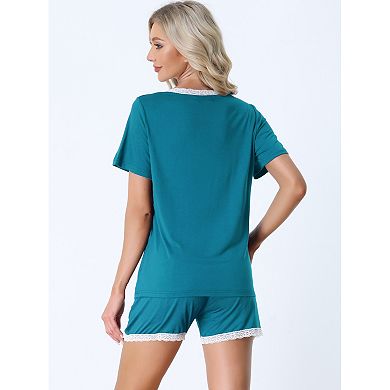 Women's Sleepwear Lounge Soft Nightwear With Pockets Shorts Sleeve Pajama Set
