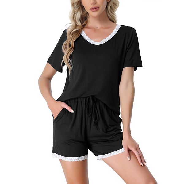 Women's Sleepwear Lounge Soft Nightwear With Pockets Shorts Sleeve ...