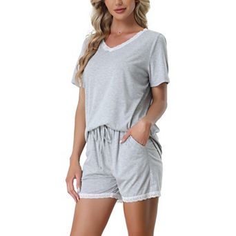 Women's Sleepwear Lounge Soft Nightwear with Pockets Shorts Sleeve Pajama Set