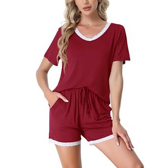 Women's Sleepwear Lounge Soft Nightwear with Pockets Shorts Sleeve Pajama Set