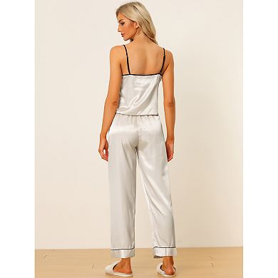 Women's Summer Suspenders Soft Ice Silk Pajamas Home Clothes Three Piece Set