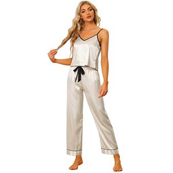 Women's Summer Suspenders Soft Ice Silk Pajamas Home Clothes Three Piece Set