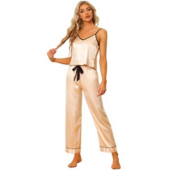 Women's Summer Suspenders Soft Ice Silk Pajamas Home Clothes Three Piece Set