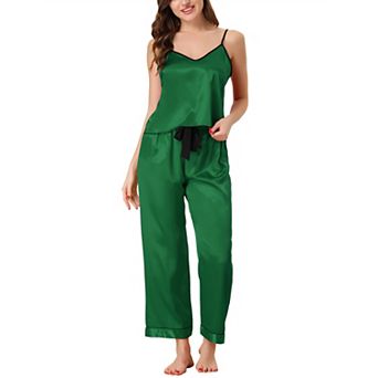 Women's Summer Suspenders Soft Ice Silk Pajamas Home Clothes Three Piece Set
