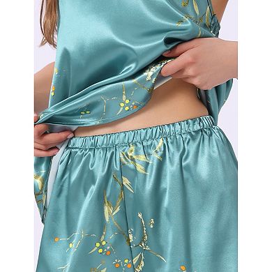Womens Sleeveless Cami Shirt Satin Lounge Set Nightwear Sleepwear Pajama Sets
