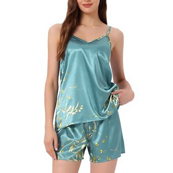 Womens Sleeveless Cami Shirt Satin Lounge Set Nightwear Sleepwear Pajama Sets