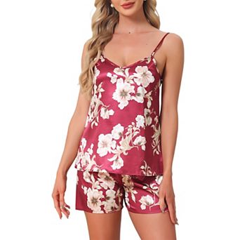 Womens Sleeveless Cami Shirt Satin Lounge Set Nightwear Sleepwear Pajama Sets