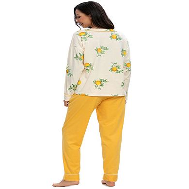 Womens Sleepwear Cute Print V-Neck Nightwear with Pants Loungewear Pajama Set