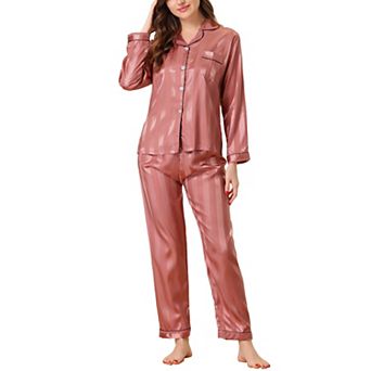 Women's Nightwear with Pants Lounge Satin Sleepwear Soft Button Down Pajama Set