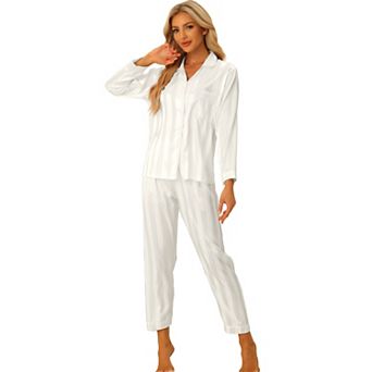 Women's Nightwear with Pants Lounge Satin Sleepwear Soft Button Down Pajama Set