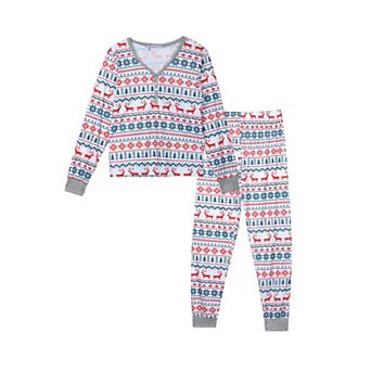 Women's Family Jammies Christmas Print Long Sleeve V-Neck Tee & Pajama Pants 2 pc Set