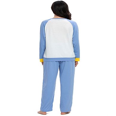 Womens Sleepwear Crew Neck Nightwear with Pants Pockets Loungewear Pajama Set