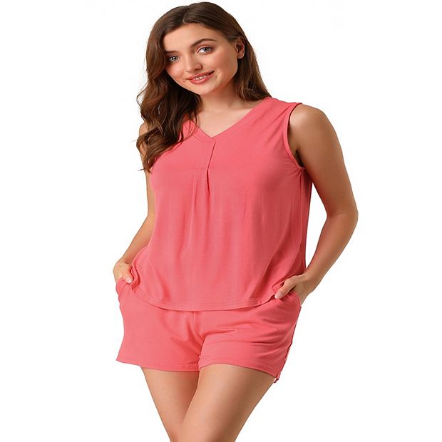 Women's Tank Top Shorts Pajama Sets Summer Sleeveless Nightwear Sleepwear  PJs