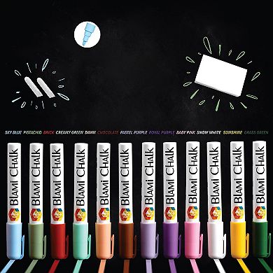 Blami Arts Liquid Chalk Markers, Extra Gold/Silver, 6mm Reversible Tip, Erasing Sponge