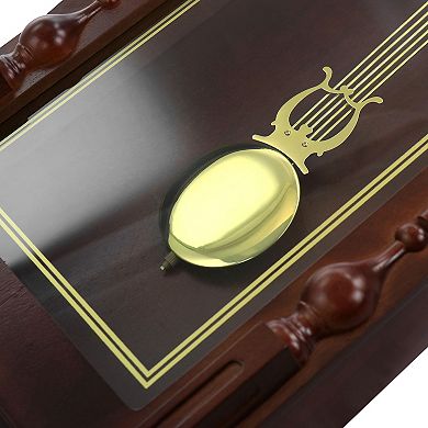 Bedford Clock Collection Grand 31 Inch Chiming Pendulum Wall Clock in Antique Mahogany Cherry Finish