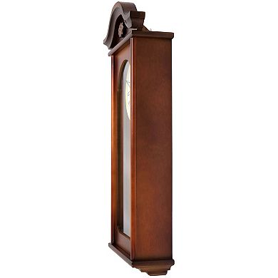 Bedford Clock Collection Jacob 22.75 Inch Mahogany Chiming Pendulum Wall Clock