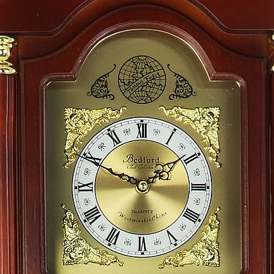 Bedford Clock Collection 33 Inch Chiming Pendulum Wall Clock in Antique Cherry Oak Finish