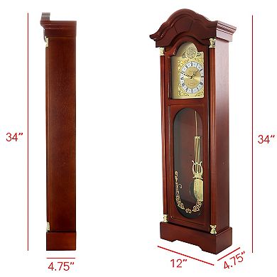 Bedford Clock Collection 33 Inch Chiming Pendulum Wall Clock in Antique Cherry Oak Finish