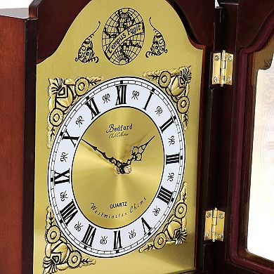 Bedford Clock Collection Redwood Mantel Clock with Chimes