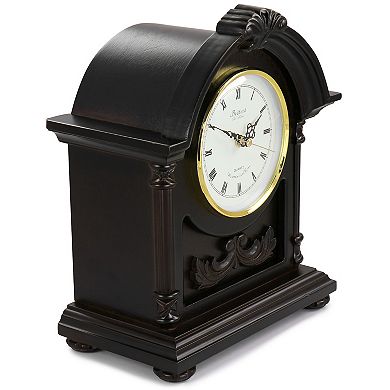 Bedford Clock Collection Chocolate Wood Mantel Clock with Chimes