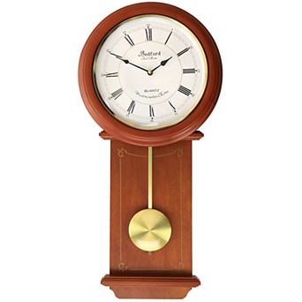 Bedford Clock Collection Olivia 24.5 Inch Cherry Wood Chiming Pendulum Wall Clock