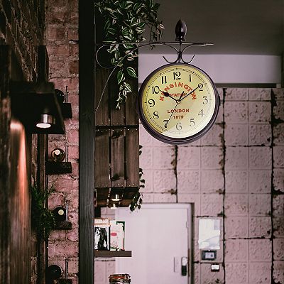 Bedford Clock Collection Double Sided Wall Clock Vintage Antique