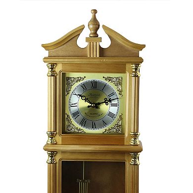 Bedford Clock Collection 34.5 Inch Chiming Pendulum Wall Clock in Antique Harvest Oak Finish
