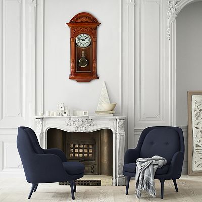 Bedford Clock Collection 27.5 Inch Oak Finish Pendulum Wall