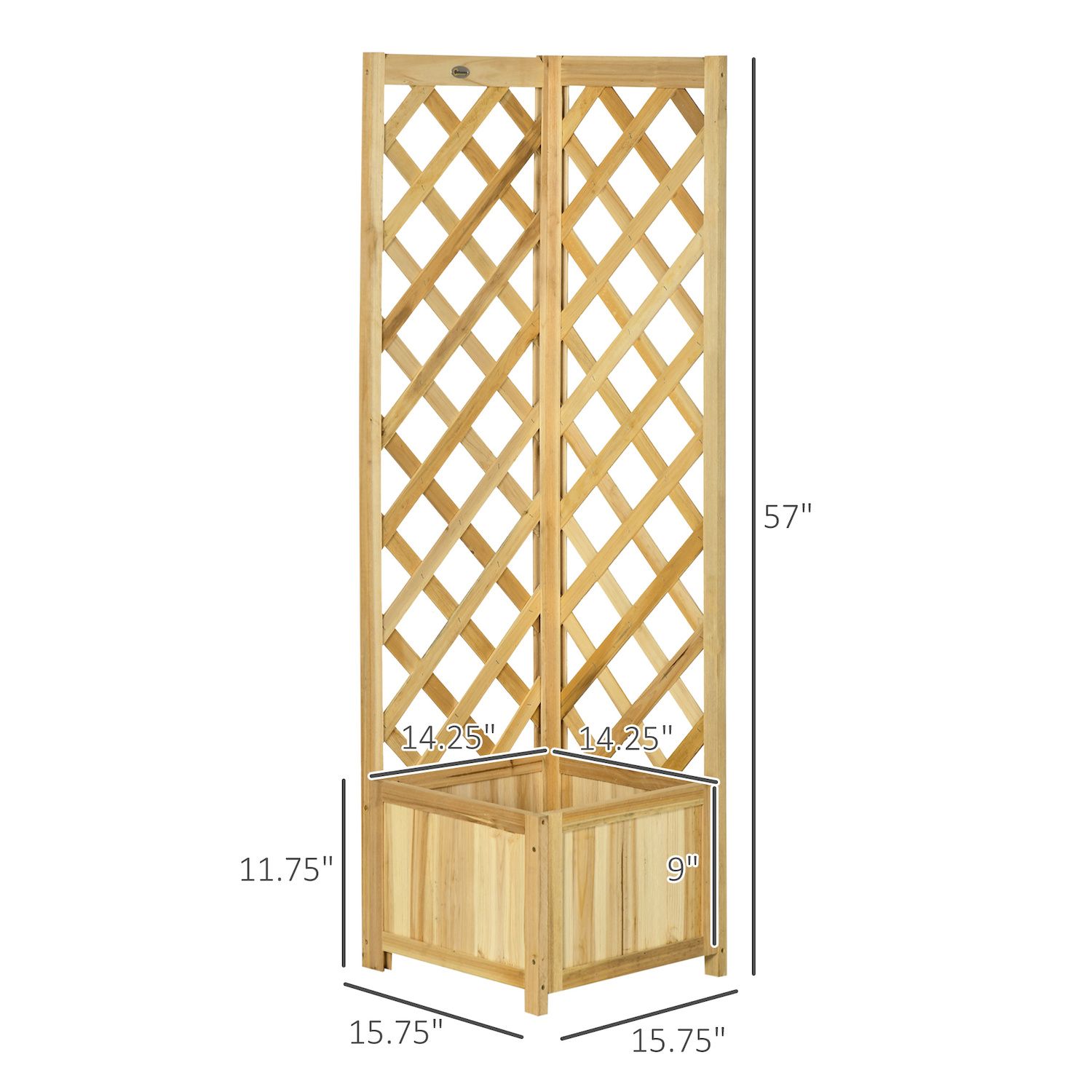 Outsunny Raised Garden Bed, Wooden Planter With Trellis For Vine Climbing