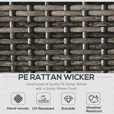 Outsunny 4 Piece Patio Furniture Set, 2 PE Wicker Chairs, Loveseat, Black