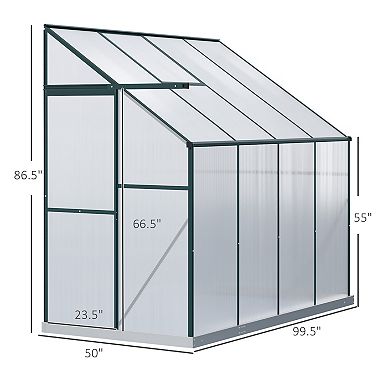 Outsunny 8' x 4' Walk-In Garden house Aluminum Polycarbonate, Vent,