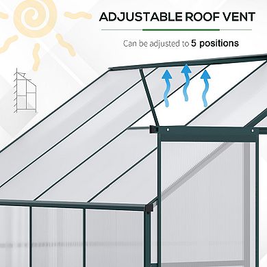 Outsunny Walk-In Garden Greenhouse Aluminum Polycarbonate with Roof ...