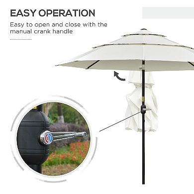 Outsunny 9' 3-Tier Polyester Patio Umbrella W/ Crank and Push Button Tilt