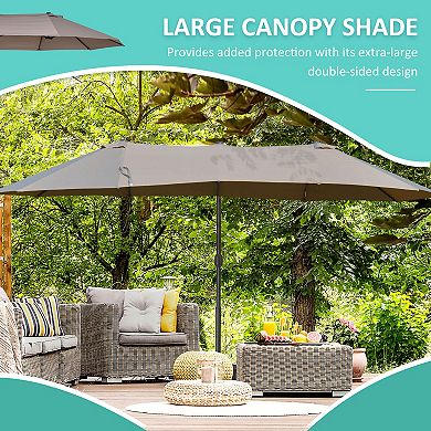 Outdoor Double Sided Patio Cantilever Umbrella Sunshade W/ Base