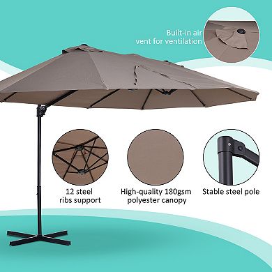 Outdoor Double Sided Patio Cantilever Umbrella Sunshade W/ Base