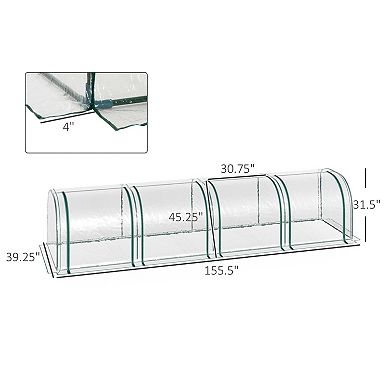 13' X 3' X 2.5' Tunnel Greenhouse Green Grow House W/ Roll Up Doors, Clear