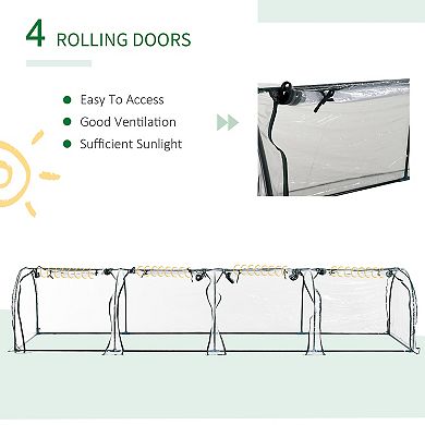 13' X 3' X 2.5' Tunnel Greenhouse Green Grow House W/ Roll Up Doors, Clear
