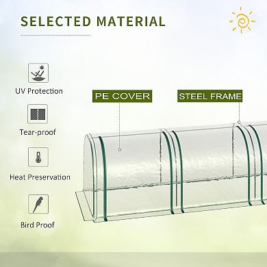 13' X 3' X 2.5' Tunnel Greenhouse Green Grow House W/ Roll Up Doors, Clear