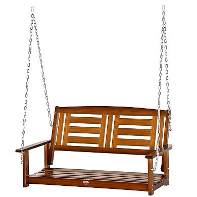 Outdoor Patio Swing Bench Chair W/ Wide Backrest & Varnished 47" X 27" X 25"