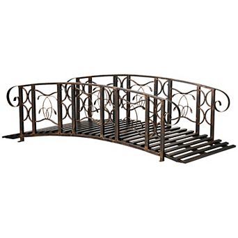 Outsunny 6ft Garden Bridge With 660lbs Capacity Steel Pond Bridge, Bronze